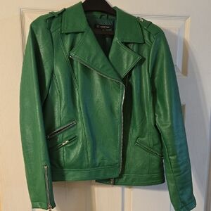 INC International Concepts Vibrant Green Leather Jacket